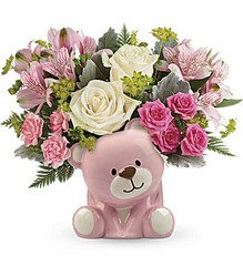 Precious Pink Bear Bouquet from Swindler and Sons Florists in Wilmington, OH